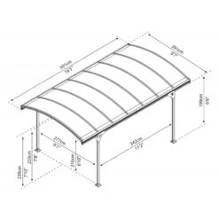 Carport En Alu Gris Et Polycarbonate Bronze 1 Voiture 14,6m² Victoria 5000 - Canopia By Palram -Jardin Extérieur Boutique carport en alu gris et polycarbonate bronze 1 voiture 146m victoria 5000 canopia by palram 3