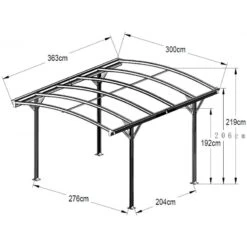 Carport En Aluminium Anthracite 3x3,63m Et Polycarbonate 6mm X-METAL -Jardin Extérieur Boutique carport en aluminium anthracite 3x363m et polycarbonate 6mm x metal 4