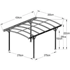 Carport En Aluminium Anthracite 3x4,34m Et Polycarbonate 6mm X-METAL -Jardin Extérieur Boutique carport en aluminium anthracite 3x434m et polycarbonate 6mm x metal 5