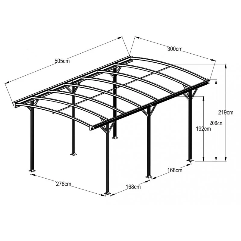 Carport En Aluminium Blanc 3x5,05m Et Polycarbonate 6mm X-METAL 3 Carport En Aluminium Blanc 3x5,05m Et Polycarbonate 6mm X-METAL – Image 3