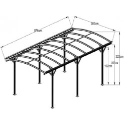 Carport En Aluminium Blanc 3x5,76m Et Polycarbonate 6mm X-METAL -Jardin Extérieur Boutique carport en aluminium blanc 3x576m et polycarbonate 6mm x metal 3