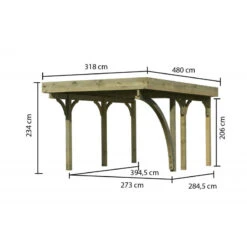 Jardin Extérieur Boutique -Jardin Extérieur Boutique carport en bois autoclave 15m avec poteau en arc et toit en acier karibu 1