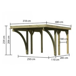 Carport En Bois Autoclave 15m², Toit En PVC Gris Et Deux Poteaux En Arc – KARIBU -Jardin Extérieur Boutique carport en bois autoclave 15m toit en pvc gris et deux poteaux en arc karibu 1