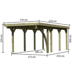 Jardin Extérieur Boutique -Jardin Extérieur Boutique carport en bois autoclave 209m avec poteau en arc et toit en acier karibu 1