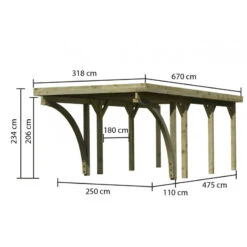 Carport En Bois Autoclave 21m², Toit En PVC Gris Et Deux Poteaux En Arc – KARIBU -Jardin Extérieur Boutique carport en bois autoclave 21m toit en pvc gris et deux poteaux en arc karibu 1