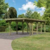 Carport En Bois Autoclave 26,9m² Avec Poteau En Arc Et Toit En Acier – KARIBU