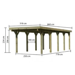 Carport En Bois Autoclave 26,9m² Et Toit En Acier – KARIBU -Jardin Extérieur Boutique carport en bois autoclave 269m et toit en acier karibu 2