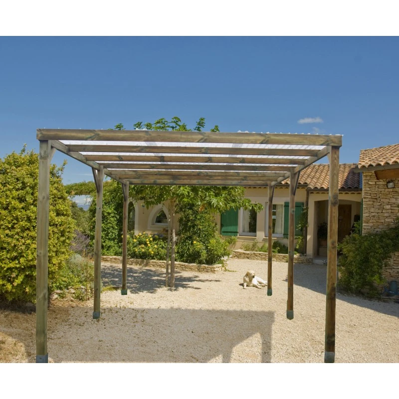 Carport En Pin Traité Autoclave 15m² Avec Couverture PVC Habrita 6 Carport En Pin Traité Autoclave 15m² Avec Couverture PVC Habrita – Image 6