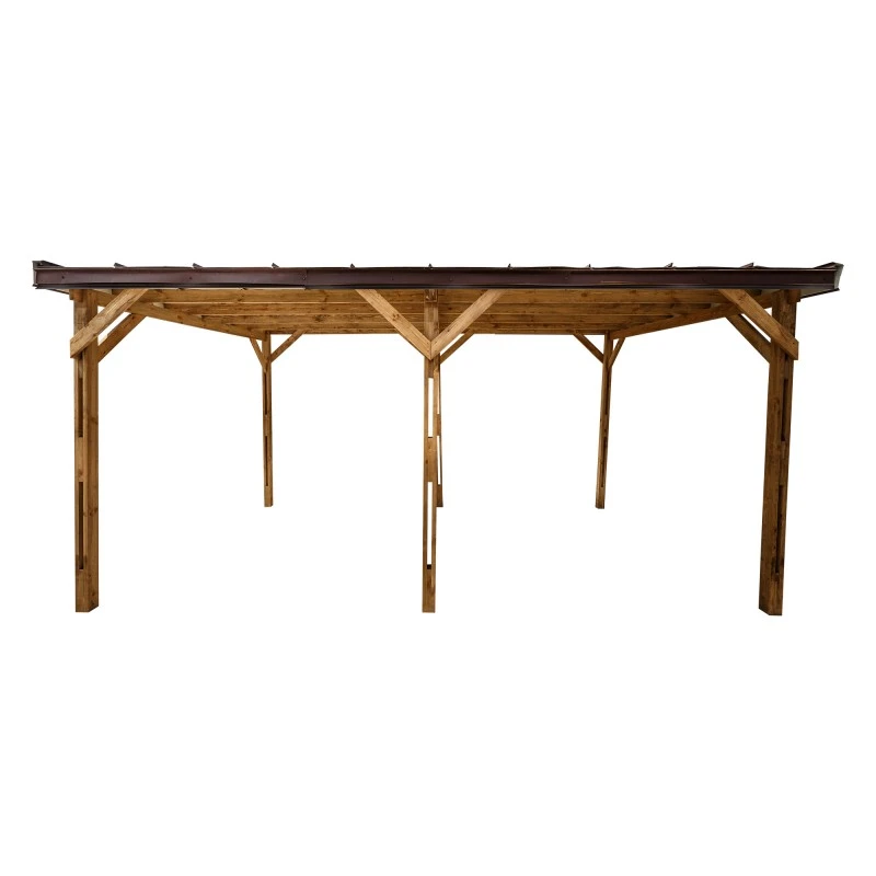 Carport Monopente En Bois 15,6m² Traité Marron - Gardy Shelter 2 Carport Monopente En Bois 15,6m² Traité Marron - Gardy Shelter – Image 2