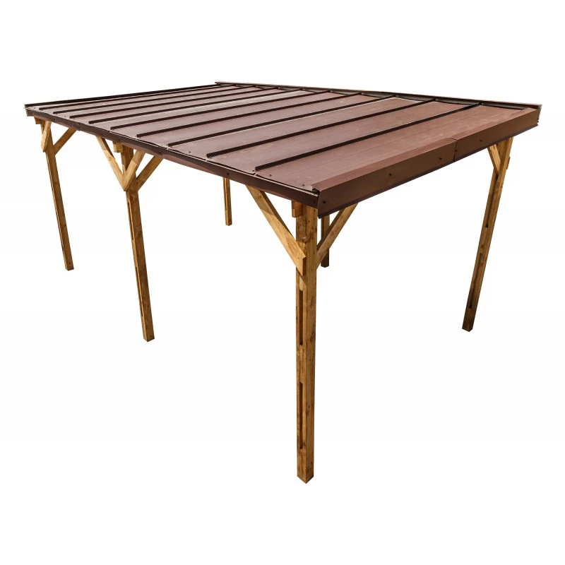 Carport Monopente En Bois 15,6m² Traité Marron - Gardy Shelter 1 Carport Monopente En Bois 15,6m² Traité Marron - Gardy Shelter