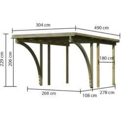 Carport Simple En Bois Autoclave Avec Toit PVC Et 2 Arcs D'entrée 14,9m² - 304x490cm - Karibu 8 Carport Simple En Bois Autoclave Avec Toit PVC Et 2 Arcs D'entrée 14,9m² - 304x490cm - Karibu -Jardin Extérieur Boutique carport simple en bois autoclave avec toit pvc et 2 arcs d entree 149m 304x490cm karibu 2