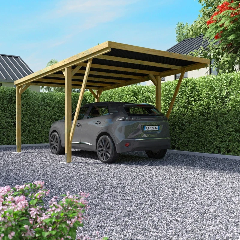 Carport Simple En Bois FSC Autoclave + Couverture En Polycarbonate 16,5m² Victor Modern - Forest Style 1 Carport Simple En Bois FSC Autoclave + Couverture En Polycarbonate 16,5m² Victor Modern - Forest Style
