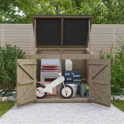 Coffre De Jardin En Bois Traité 20mm 1200L GENIO Noir - Gardy Shelter -Jardin Extérieur Boutique coffre de jardin en bois traite 20mm 1200l genio noir gardy shelter 4