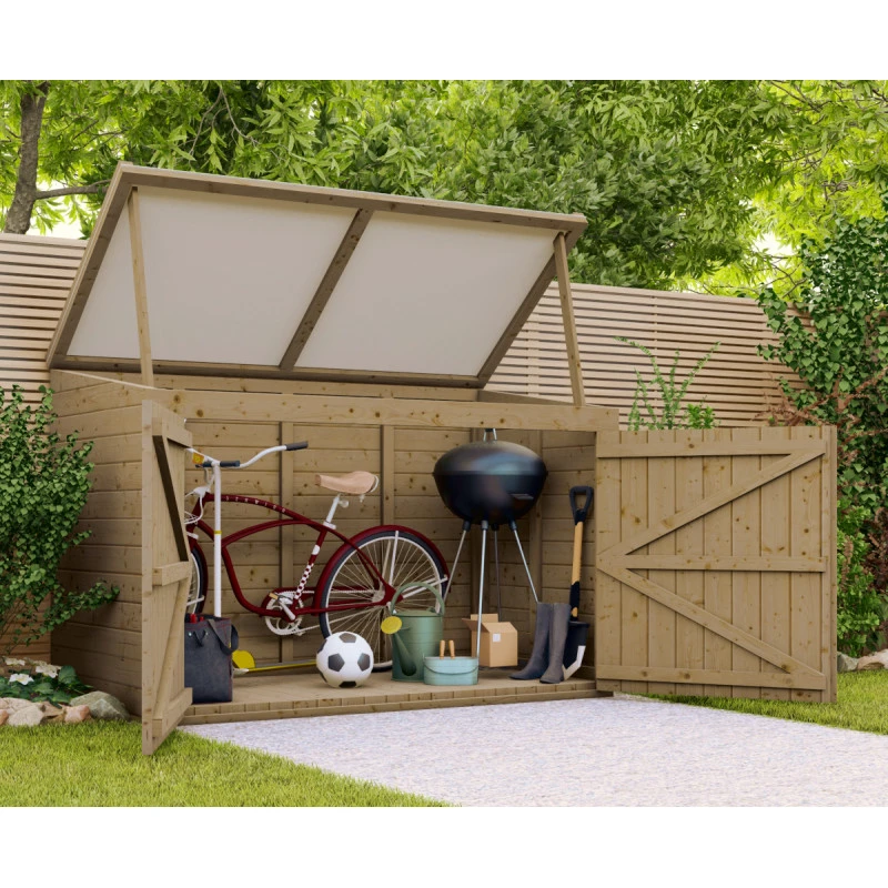 Coffre De Jardin En Bois Traité 28mm 2000L LARGO Blanc - Gardy Shelter 5 Coffre De Jardin En Bois Traité 28mm 2000L LARGO Blanc - Gardy Shelter – Image 5