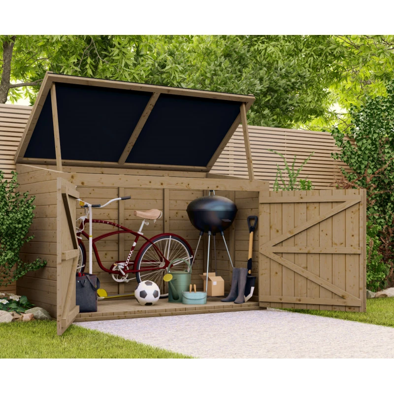 Coffre De Jardin En Bois Traité 28mm 2000L LARGO Noir - Gardy Shelter 1 Coffre De Jardin En Bois Traité 28mm 2000L LARGO Noir - Gardy Shelter