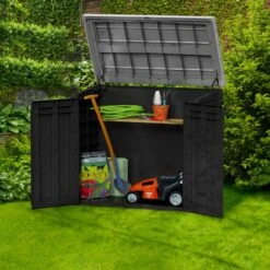 Coffre De Jardin Multifonctions En Résine 1200L Toit Plat Noir - Keter -Jardin Extérieur Boutique coffre de jardin multifonctions en resine 1200l toit plat keter 2