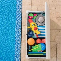 Coffre De Piscine En Résine Blanc 455L Pool Box – Keter -Jardin Extérieur Boutique coffre de piscine en resine blanc 455l pool box keter 3