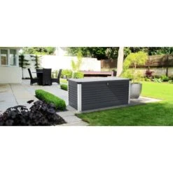 Coffre De Rangement En Métal Anthracite 1000L Patio Box 1,46m² TRIMETALS -Jardin Extérieur Boutique coffre de rangement en metal anthracite 1000l patio box 146m trimetals 4