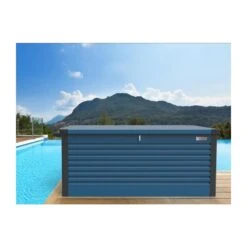 Coffre De Rangement En Métal Bleu 750L Patio Box 1,06m² TRIMETALS -Jardin Extérieur Boutique coffre de rangement en metal bleu 750l patio box 106m trimetals 5