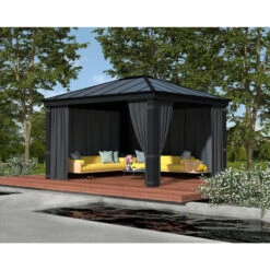 Ensemble De Rideaux 4 Pièces Pour Pergolas Dallas 6100 De 22m² - Palram - Canopia -Jardin Extérieur Boutique ensemble de rideaux 4 pieces pour pergolas dallas 6100 de 22m palram 3