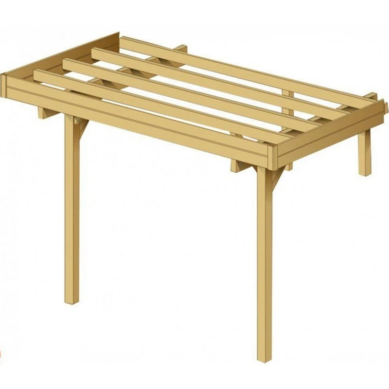 Extension En Bois Traité Pour Carport Modulable 5x5x2,5m - SOLID 1 Extension En Bois Traité Pour Carport Modulable 5x5x2,5m - SOLID
