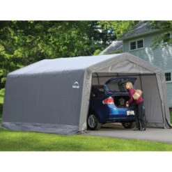 Garage Démontable 18,13m² En Acier Et Polyéthylène Gris – Shelter Logic -Jardin Extérieur Boutique garage 1813m demontable en acier et polyethylene gris shelter logic 2