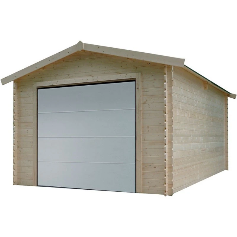 Garage 18,19m² Avec Porte Sectionnelle Motorisée Madriers 28mm SOLID 1 Garage 18,19m² Avec Porte Sectionnelle Motorisée Madriers 28mm SOLID
