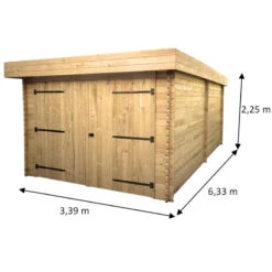 Garage En Bois Massif 21,46m² – Madriers 28mm – Toiture En Bac Acier – Habrita -Jardin Extérieur Boutique garage en bois massif 2146m madriers 28mm toiture en bac acier habrita 1