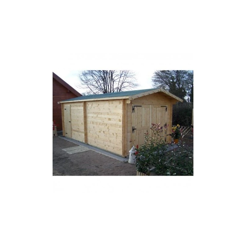 Garage En Bois Massif 21,7m² - Madriers 42mm 1 Garage En Bois Massif 21,7m² - Madriers 42mm