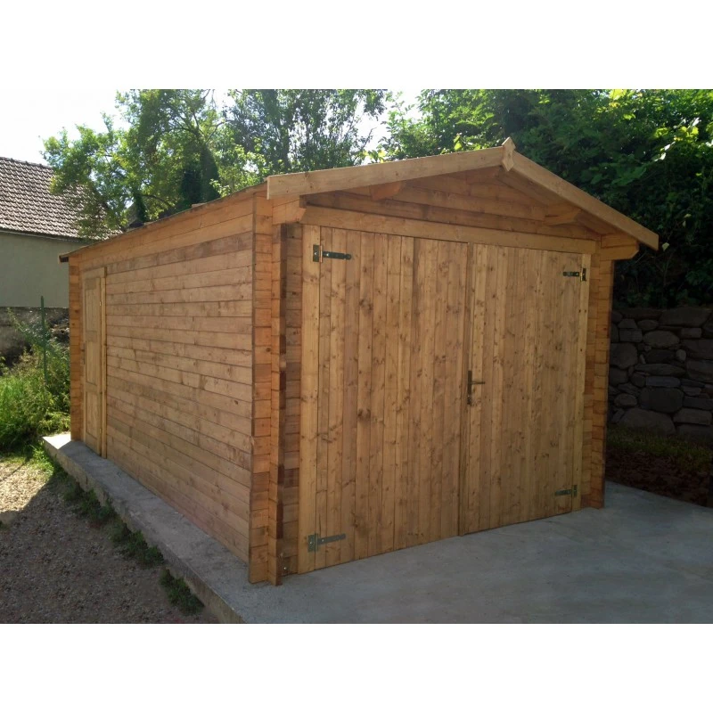 Garage En Bois Massif 40mm Traité Teinté Marron Gardy Shelter 2 Garage En Bois Massif 40mm Traité Teinté Marron Gardy Shelter – Image 2