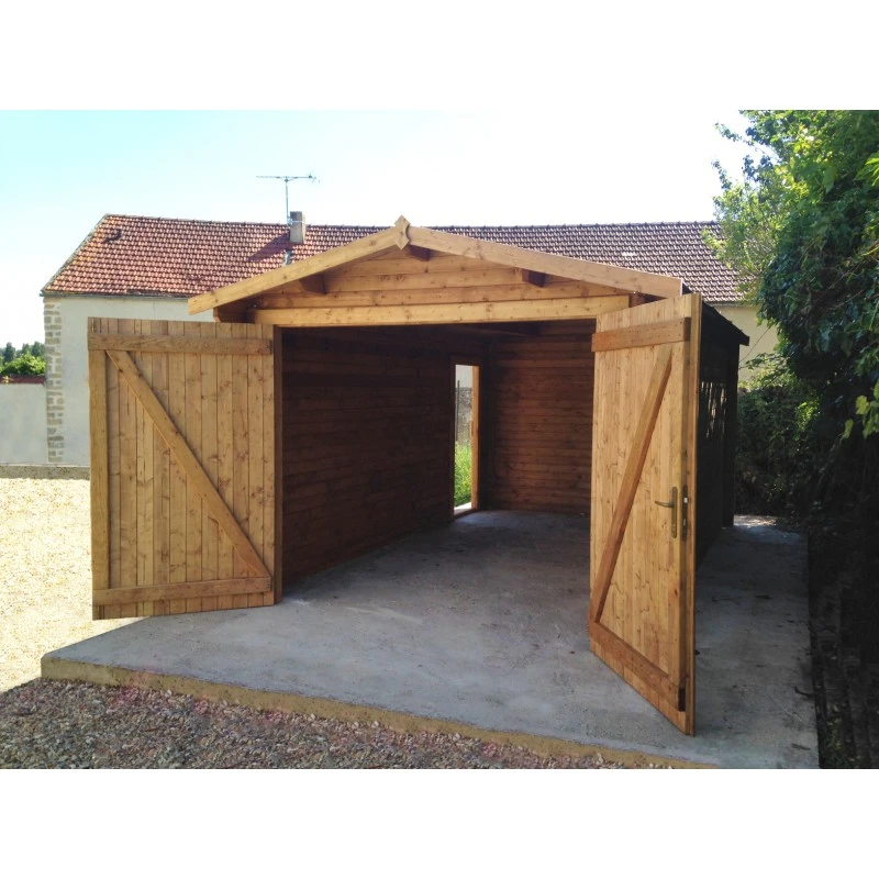 Garage En Bois Massif 40mm Traité Teinté Marron Gardy Shelter 4 Garage En Bois Massif 40mm Traité Teinté Marron Gardy Shelter – Image 4