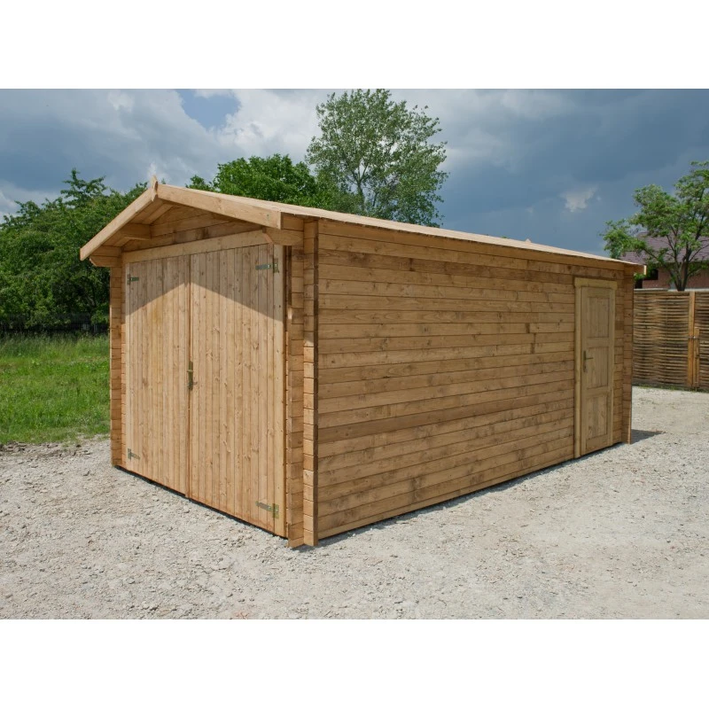 Garage En Bois Massif 40mm Traité Teinté Marron Gardy Shelter 1 Garage En Bois Massif 40mm Traité Teinté Marron Gardy Shelter