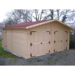 Garage Double En Bois Massif 42,16m² – Madriers 42mm – Habrita
