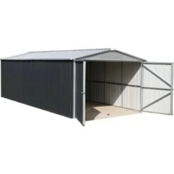 Garage Métal Anthracite 22,63m² + Kit D'ancrage Inclus - YARDMASTER