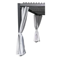 Kit De 3 Rideaux En Polyester Gris Perle Pour Pergolas Canberra Et Barbade - Couleurs Du Monde