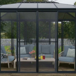 Moustiquaire Pour Vérandas Sanremo Et Ledro En Alu Gris Et Polyester - Canopia -Jardin Extérieur Boutique moustiquaire pour verandas sanremo en alu gris et polyester canopia 5