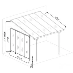 Panneau Latéral En Aluminium Et PC 4mm Pour Toit De Terrasse Anthracite 3m X-METAL -Jardin Extérieur Boutique panneau lateral en aluminium et pc 4mm pour toit de terrasse anthracite 3m x metal 2