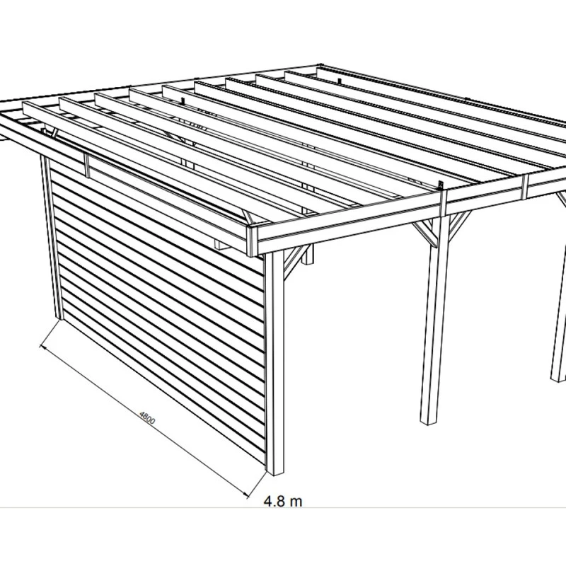 Paroi Frontale Pleine 480x245cm Pour Carport Modulable En Bois Traité Autoclave - SOLID 1 Paroi Frontale Pleine 480x245cm Pour Carport Modulable En Bois Traité Autoclave - SOLID