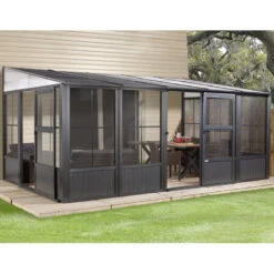 Jardin Extérieur Boutique 20 Pavillon Adossé Charlestone Mural 298,5x404cm En Aluminium Et Acier Galvanisé - SOJAG