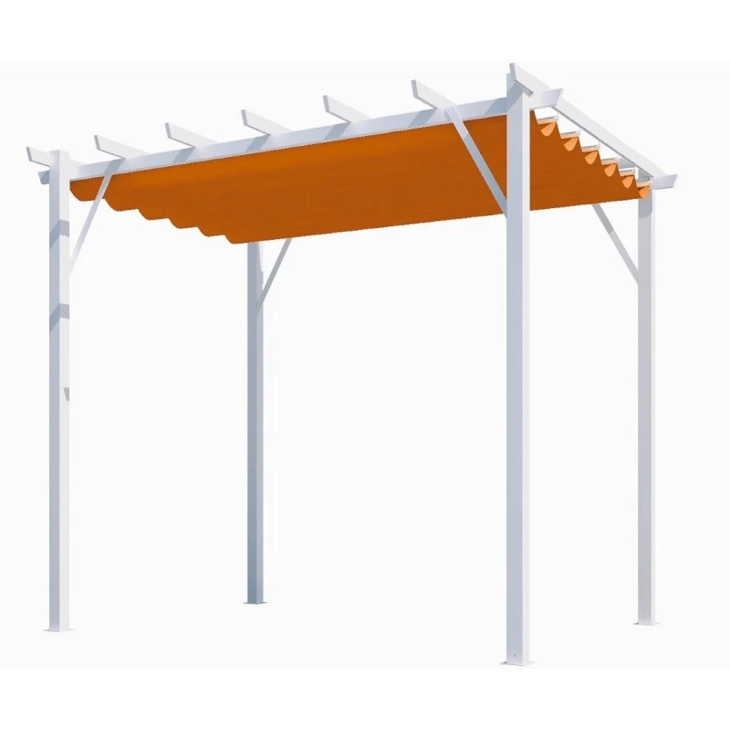 Pergola 100% Aluminium Coloris Blanc 12m² Avec Toile D'ombrage Rouille 140gr/m² HABRITA 2 Pergola 100% Aluminium Coloris Blanc 12m² Avec Toile D'ombrage Rouille 140gr/m² HABRITA – Image 2