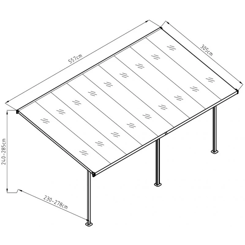 Pergola Adossée Ajustable - Toit De Terrasse En Alu 3,05x5,57m X-METAL 3 Pergola Adossée Ajustable - Toit De Terrasse En Alu 3,05x5,57m X-METAL – Image 3