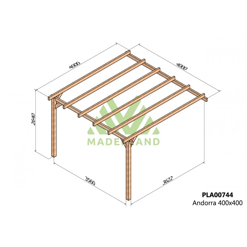 Pergola Adossée En Bois Lamellé-collé 400x400cm Andorra – Maderland 2 Pergola Adossée En Bois Lamellé-collé 400x400cm Andorra – Maderland – Image 2