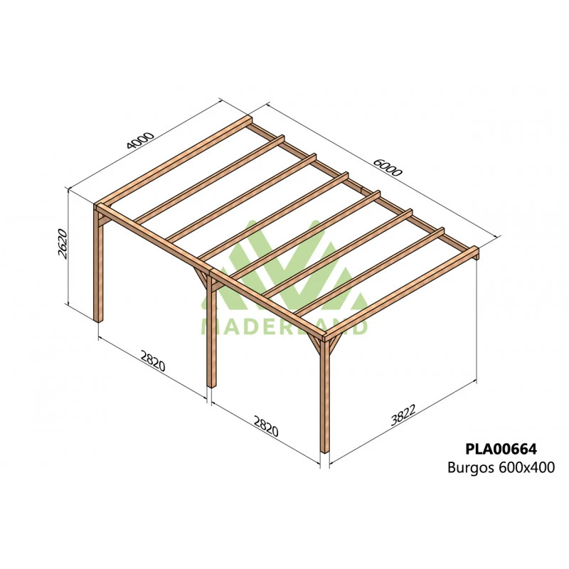 Pergola Adossée En Bois Lamellé-collé 600x400cm Burgos – Maderland 2 Pergola Adossée En Bois Lamellé-collé 600x400cm Burgos – Maderland – Image 2