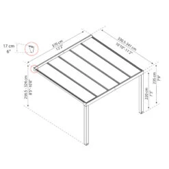 Pergola Adossée Stockholm 350x368cm Aluminium Gris Et Polycarbonate Avec Stores De Toit Rétractables – Palram - Canopia -Jardin Extérieur Boutique pergola adossee stockholm 350x368cm aluminium gris et polycarbonate avec stores de toit retractables palram 4