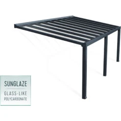 Pergola Adossée Stockholm 350x660cm Aluminium Gris Et Polycarbonate Avec Stores De Toit Rétractables – Palram - Canopia -Jardin Extérieur Boutique pergola adossee stockholm 350x660cm aluminium gris et polycarbonate avec stores de toit retractables palram 4