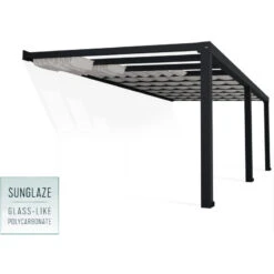 Pergola Adossée Stockholm 350x740cm Aluminium Gris Et Polycarbonate Avec Stores De Toit Rétractables – Palram - Canopia -Jardin Extérieur Boutique pergola adossee stockholm 350x740cm aluminium gris et polycarbonate avec stores de toit retractables palram 2
