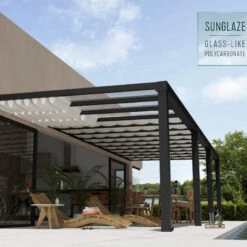 Pergola Adossée Stockholm 350x950cm Aluminium Gris Et Polycarbonate Avec Stores De Toit Rétractables – Palram - Canopia -Jardin Extérieur Boutique pergola adossee stockholm 350x950cm aluminium gris et polycarbonate avec stores de toit retractables palram 3