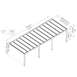 Pergola Adossée Stockholm 350x950cm Aluminium Gris Et Polycarbonate Avec Stores De Toit Rétractables – Palram - Canopia -Jardin Extérieur Boutique pergola adossee stockholm 350x950cm aluminium gris et polycarbonate avec stores de toit retractables palram 4