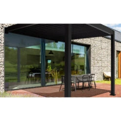 Meilleures ventes -Jardin Extérieur Boutique pergola bioclimatique adossee en alu anthracite 3x3m ombrea 1