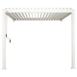 Pergola Bioclimatique Adossée En Alu Blanc 3x3m Ombrea -Jardin Extérieur Boutique pergola bioclimatique adossee en alu blanc 3x3m ombrea 4